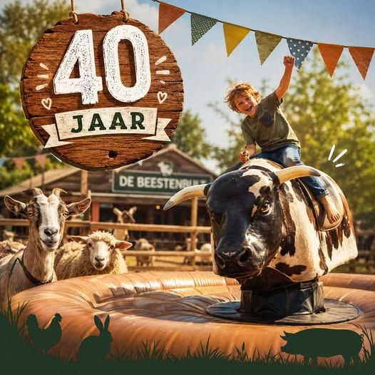 Een wilde stier komt op bezoek 40-jarig bestaan van Kinderboerderij de Beestenbult